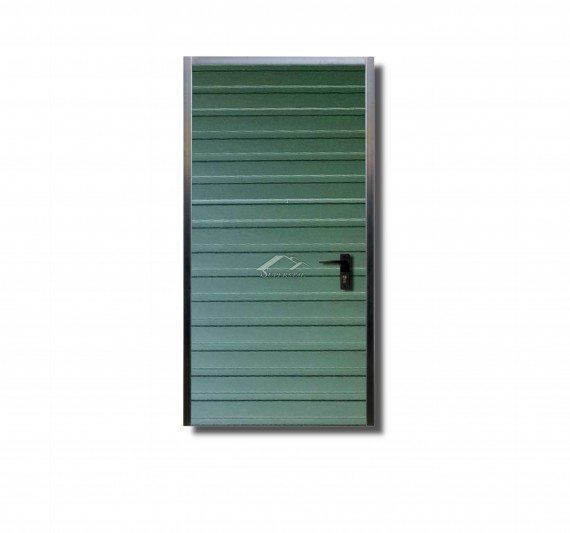 Lewe drzwi do muru 0,9x2m - panel poziomy wąski, ocieplenie, kolor BTX 6020 Zielony