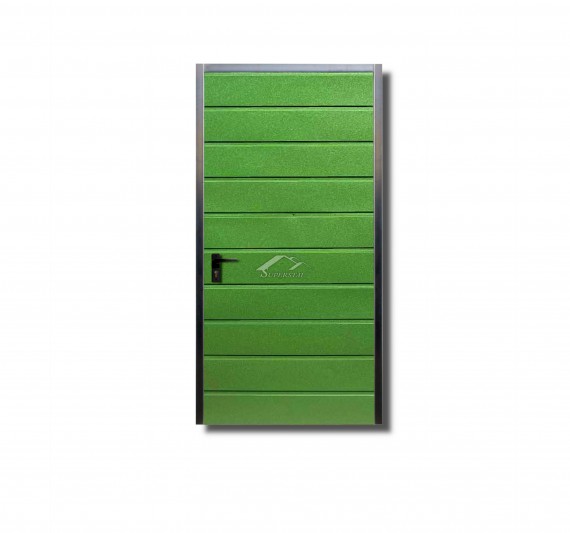 Prawe drzwi do muru 1x2m - panel poziomy szeroki, kolor miętowy RAL6029