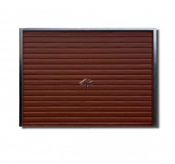 Uchylna brama do muru 3x2m - panel poziomy wąski, ocieplenie, kolor bordowy BTX3009