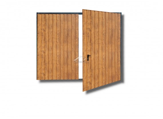 Dwuskrzydłowa brama do muru 3x2m - ocieplenie, kolor drewnopodobny sosna