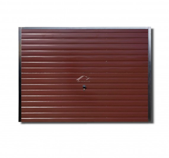 Uchylna brama do muru 2,5x1,8m - panel poziomy wąski, kolor bordowy RAL 3011