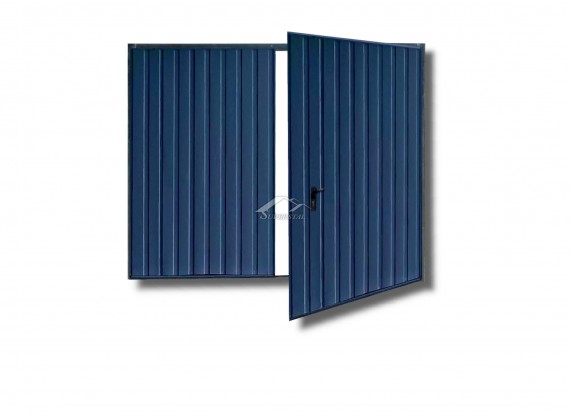 Dwuskrzydłowa brama do muru 2,7x2m - ocieplenie, kolor niebieski RAL 5010