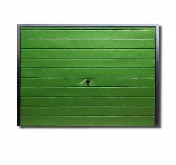 Uchylna brama do muru 3x2m - panel poziomy szeroki, kolor miętowy RAL6029