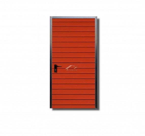 Prawe drzwi do muru 0,9x2m - panel poziomy wąski, kolor ceglasty BTX 8004