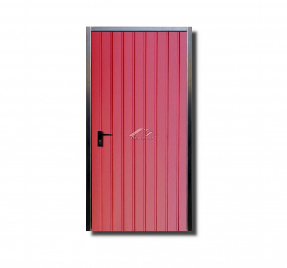 Prawe drzwi do muru 1x2m - kolor wiśnia RAL 3005